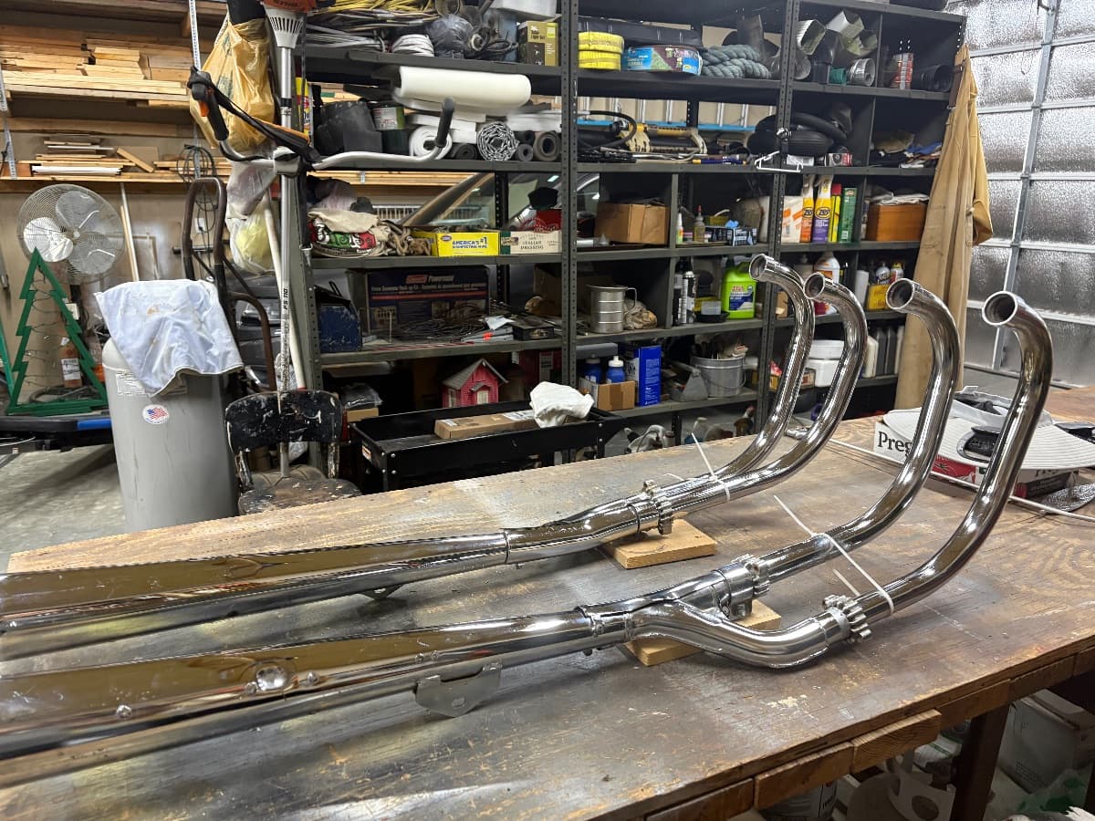 Motorcycle Exhaust System - Chrome 4-into-2