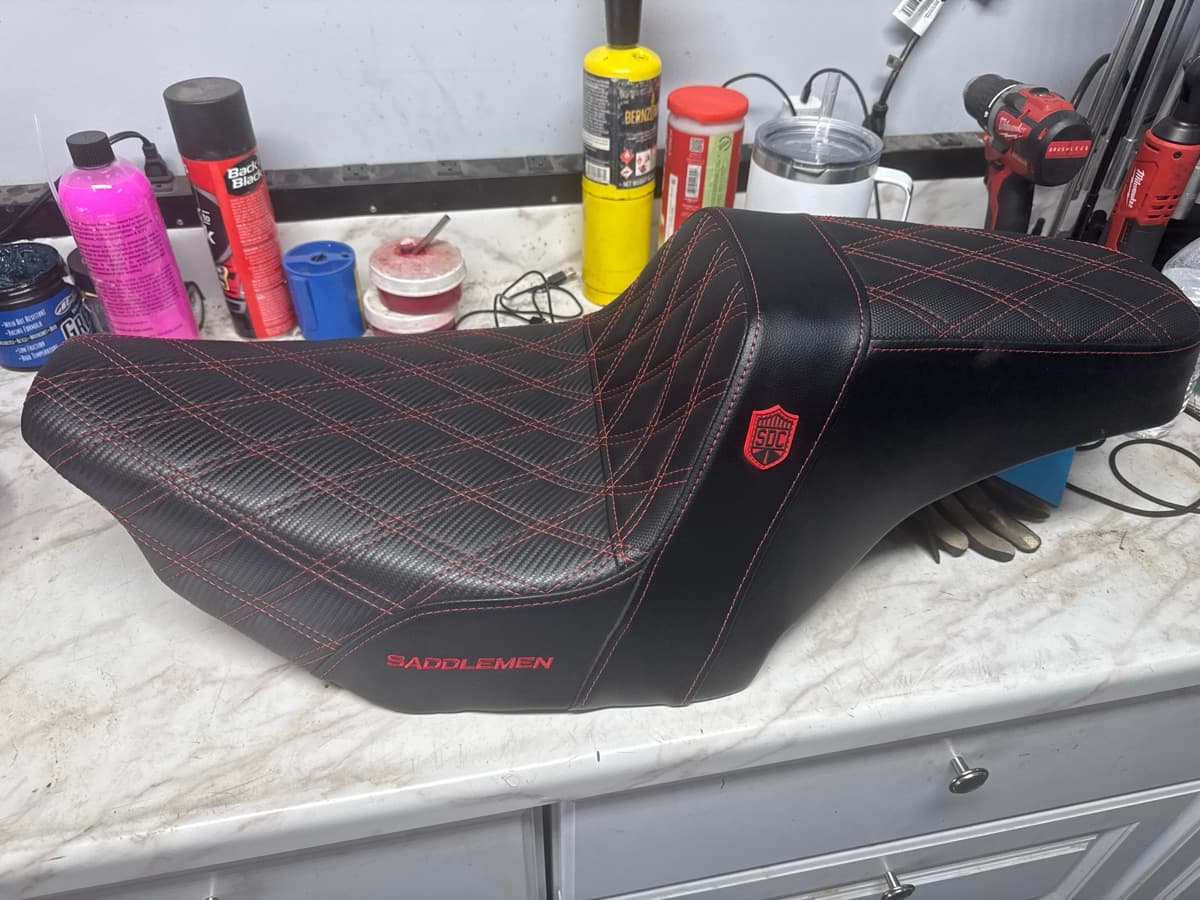 Saddlemen seat black with red stitching